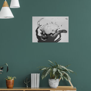 Póster Cangrejo marino monocromo negro y blanco