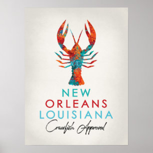 Póster Cangrejos de New Orleans Luisiana brillantes