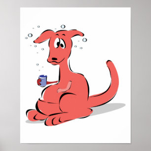 Póster canguro borracho gracioso