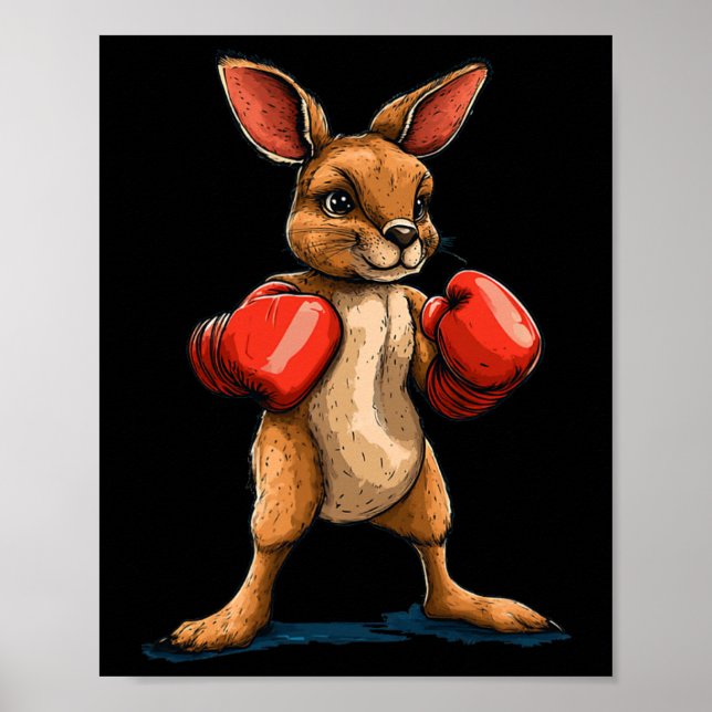 Póster Canguro De Boxer Para Un Vibe De Lucha Divertida (Frente)