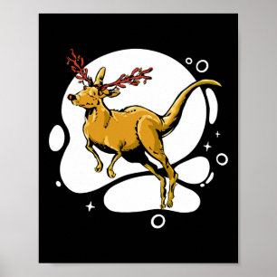 Póster Canguro divertido de Navidad Reno Australia Hombre