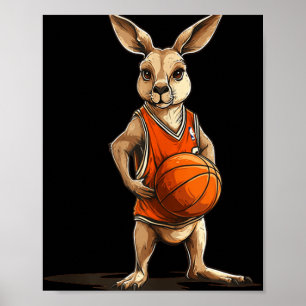 Póster Canguro Gracioso Con Disfraz De Baloncesto Para El