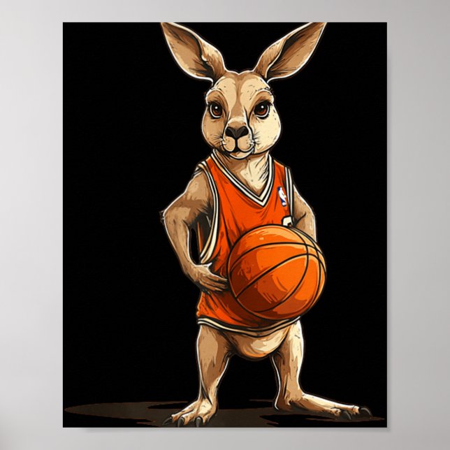 Póster Canguro Gracioso Con Disfraz De Baloncesto Para El (Frente)