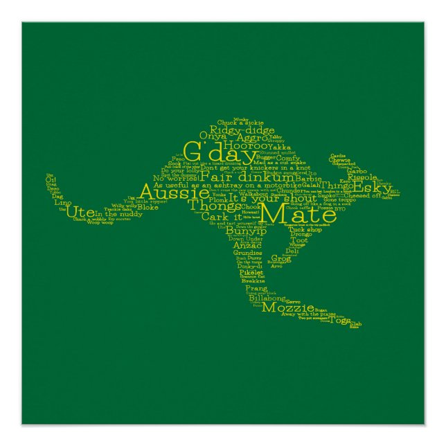 Póster Canguro hecho de jerga australiana (Anverso)