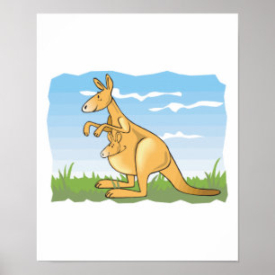 Póster canguro lindo personalizado y bebé