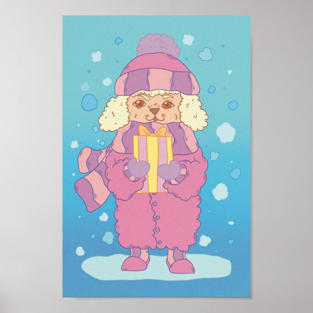 Póster Caniche de Navidad (Frente)