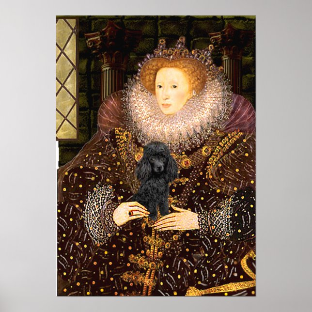 Póster Caniche (negro 1) - Reina (Frente)