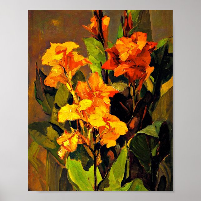 Póster Canna Lilies, pintura floral de Franz Bischoff, (Frente)