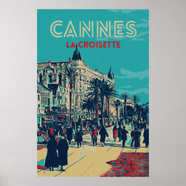 Póster Cannes Côte d'Azur La Croisette Illust France Pos