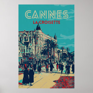 Póster Cannes Côte d'Azur La Croisette Illust France Pos