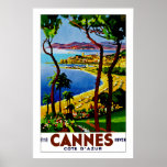 Póster Cannes - Cote d'Azure<br><div class="desc">Cartel de viaje de estilo Art Déco para Cannes y la Costa Azul en la costa mediterránea francesa.</div>