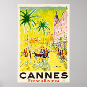 Póster Cannes Cotes d'Azur Sur de Francia Viajes Antiguos