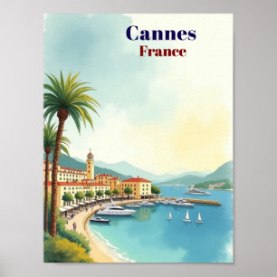 Póster Cannes Francia Antiguo Lugar de Viaje Famoso