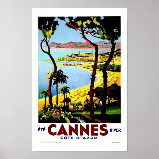 Póster Cannes Francia Viaje Vintage (Frente)