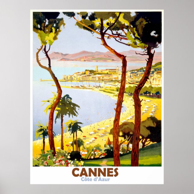 Póster Cannes, Riviera Francesa, Francia. Viaje de cosech (Frente)