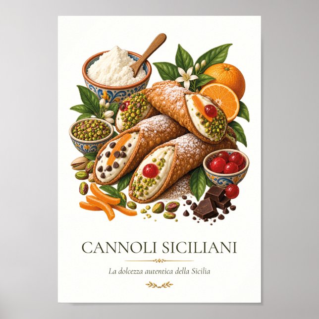 Póster Cannoli Siciliani – Vintage Italian Dessert (Frente)