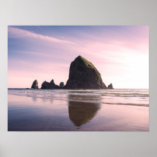 Póster Cannon Beach and Haystack Rock Sunset Photography