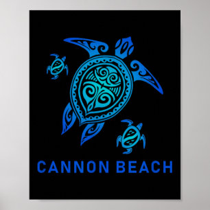 Póster Cannon Beach Oregon Sea Blue Tribal Turbal