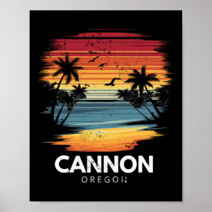 Póster Cannon Beach Oregon Tabla de surf Surfing Vintage