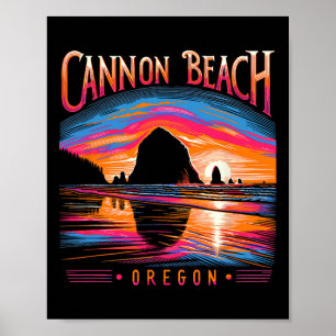 Póster Cannon Beach Oregon Viaje Vacaciones familiares de