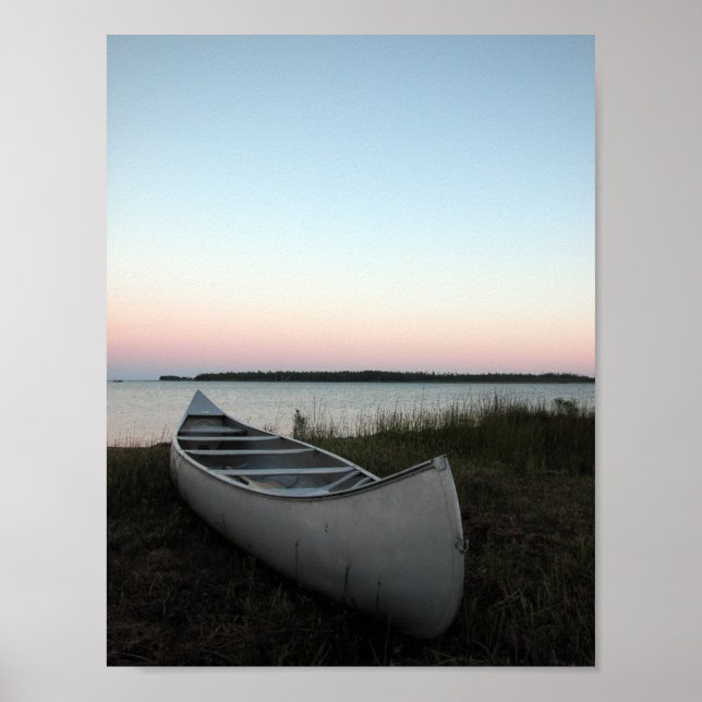 Póster Canoa en la playa al atardecer (Frente)