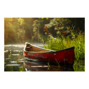 Póster Canoa en un río
