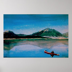 Póster Canoa roja en el lago Dillon