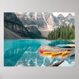 Póster Canoas en el Parque Nacional Moraine Lake Banff Ca