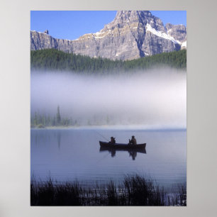 Póster Canoe fishing Waterfowl Lake, Banff National