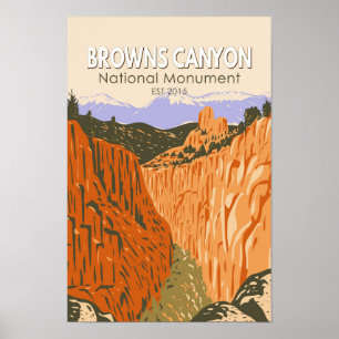 Póster Cañón Browns Monumento Nacional Vintage Colorado