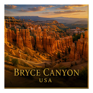 Póster Cañón Bryce Utah Hoodoos y vistas de alta meseta �