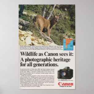 Póster Canon camera 1980s advertisement retro antique