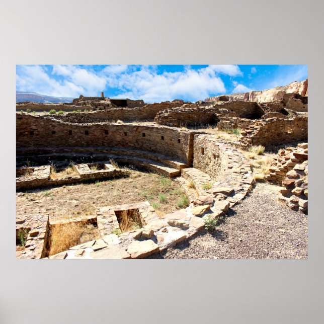 Póster Cañón Chaco Pueblo Bonito, Poster de Nuevo México (Frente)