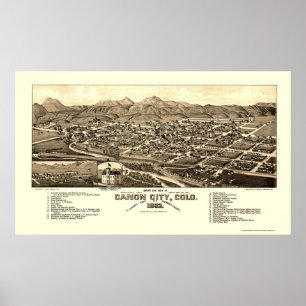 Póster Canon City, CO Panoramic Map - 1882