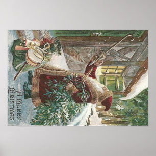 Póster Cañón de árbol de navidad de Santa Claus