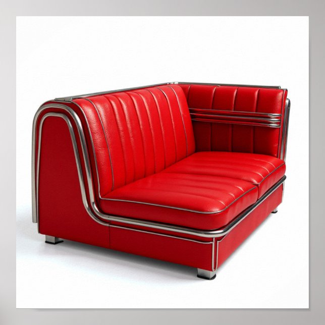 Póster Cañón de Diner Retro Clásico - Vinyl Rojo y Cromad (Frente)