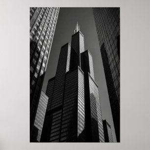 Póster Cañón de rascacielos monocromo Pared arquitectónic