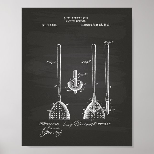 Póster Cañón de ropa 1893 Patent Art Chalkboard (Frente)