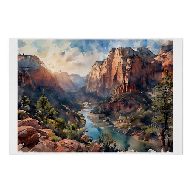 Póster Cañón de Zion al amanecer,  (Anverso)