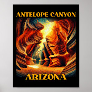 Póster Cañón del Antílope Arizona Senderismo Camping