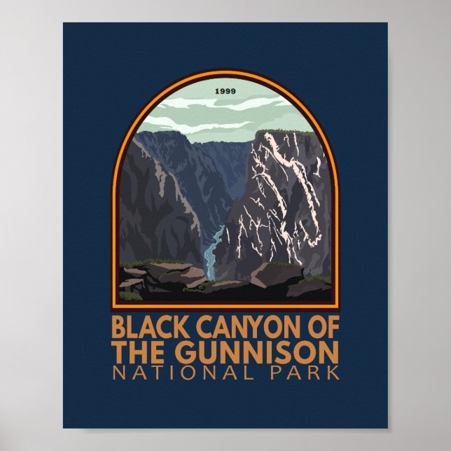Póster Cañón Negro Del Emblema Vintage De Gunnison (Frente)