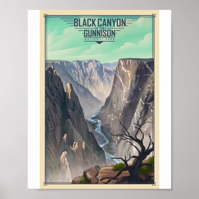 Póster Cañón Negro del Parque Nacional de Gunnison Litho (Frente)