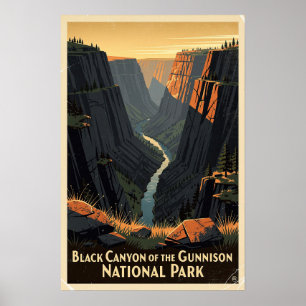 Póster Cañón Negro del Parque Nacional Gunnison Retro