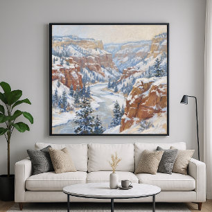 Póster Cañón Nevado - Estilo de Pintura Pastel