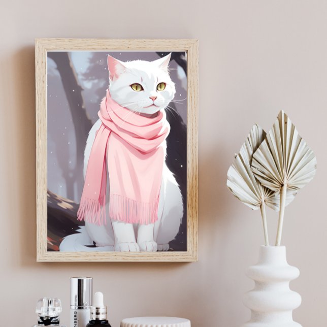 Póster Cañón rosa de gato blanco otoño invierno Manga art (Subido por el creador)