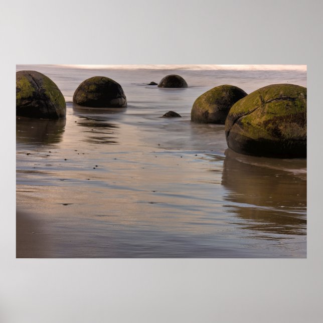 Póster Cañones de Moeraki en la playa (Frente)
