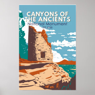 Póster Cañones del Monumento Nacional Antiguo Colorado
