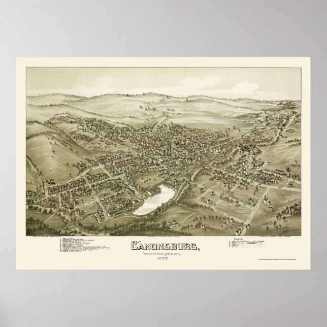 Póster Canonsburg, Mapa Panorámico de la AP - 1897 (Frente)