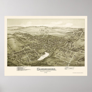 Póster Canonsburg, mapa panorámico del PA - 1897