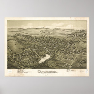 Póster Canonsburg Pennsylvania 1897 Antique Panoramic Map